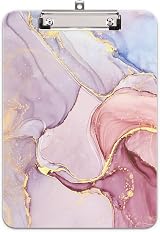 Hnogri A4 Clipboard Pink Marble Low-Profile Clip Fashion Desk Organizer