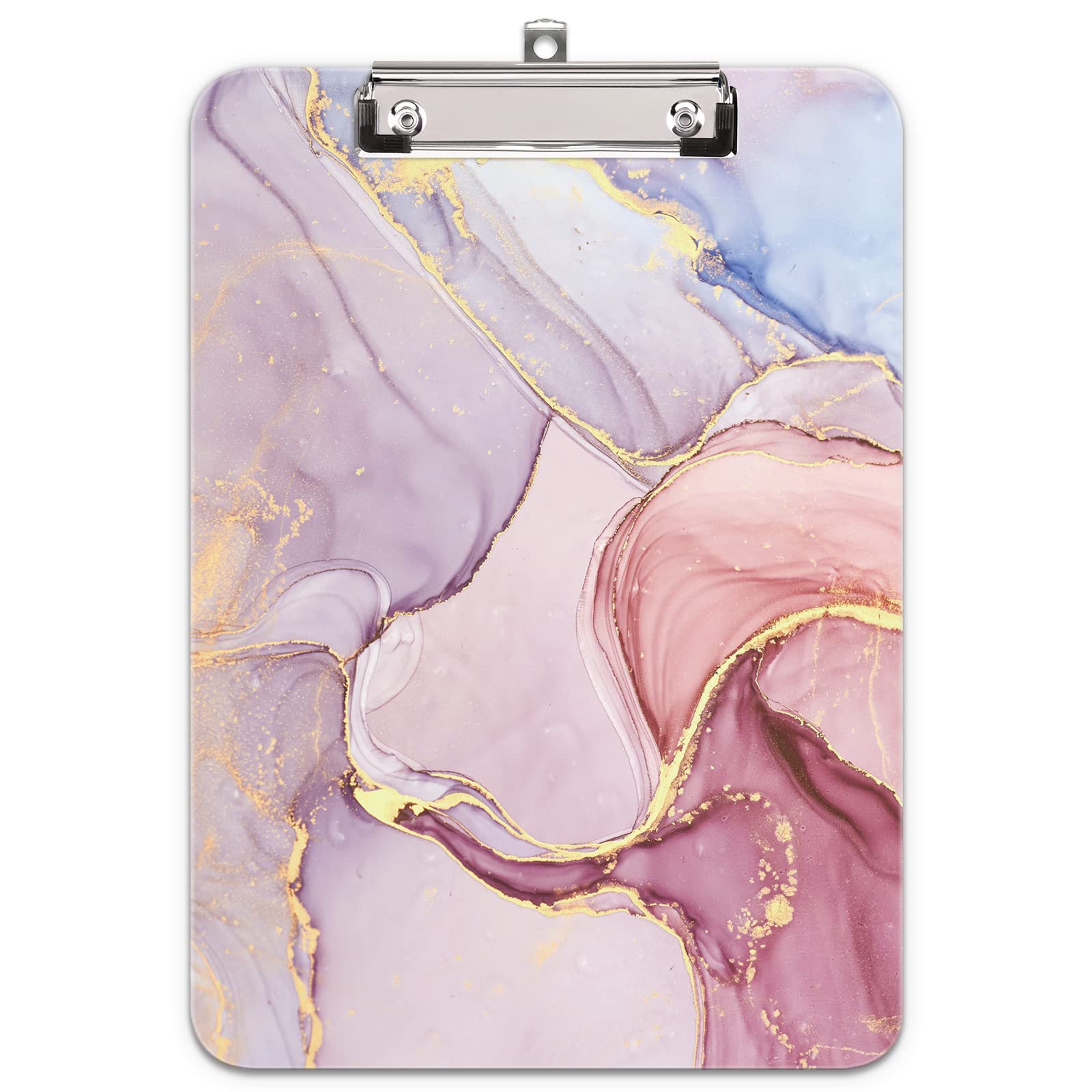Hnogri Plastic Clipboard A4, Fashion Design A4 Letter Size Clipboards & Forms Holders for Office Supplies Lawyers,School Students and Kids, Low Profile Clip Cute Clipboard Folder, Pink Marble — image 1