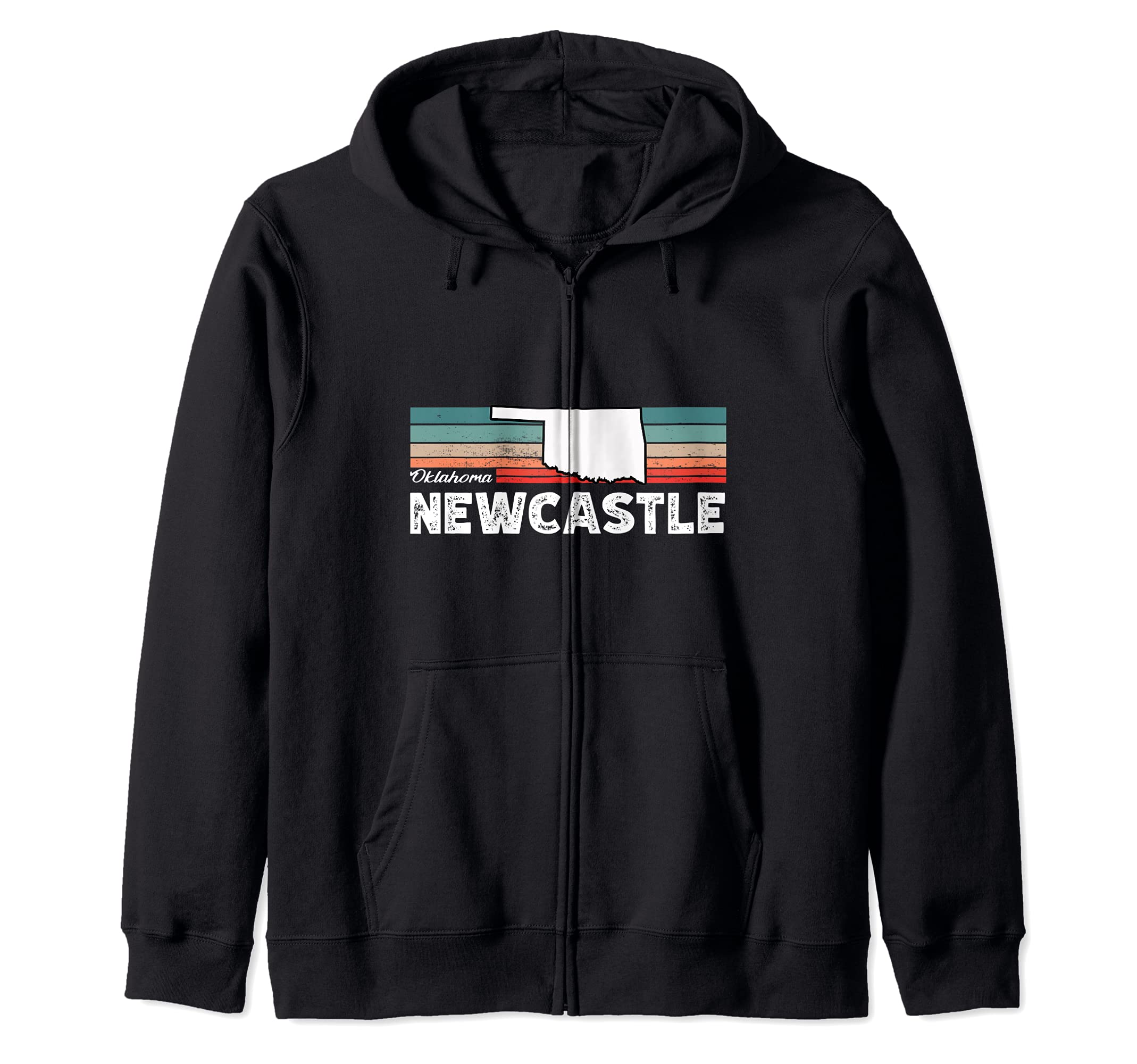 Vintage Retro Newcastle CA Tourist Native Oklahoma Zip Hoodie