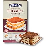 DeLallo Tiramisu Kit, No-Bake Italian Dessert Mix, Tiramisu Cake Mix with Savoiardi Lady Fingers and Mascarpone Cheese Filling, Includes Instant Espresso Powder and Cocoa Powder (1 Pack)