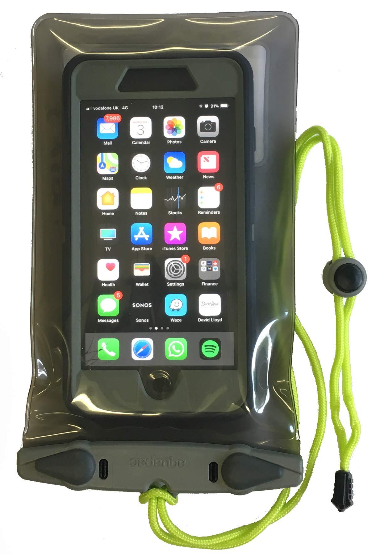 Aquapac Waterproof Phone Case, Large, Grey, Lanyard, iPhone and Android, Made in The UK, Hiking, Mountain Biking, Running Accessory, Floating, 5 Year Warranty. IPX8 certified to 30 ft deep.