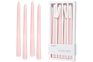 SENSE ISLAND Pink Taper Candles 10'' Baby Pink Blush Candle Sticks Set of 4 | Delightful Citrus Scented Natural Soy Wax Candlesticks for Home Decorations, Tapered Candles for Mantles,Wedding House Warming Gifts