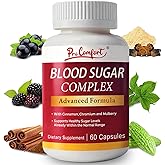 Pro Comfort Blood Sugar Complex Supplement-Supports Healthy Blood Sugar Levels Already Whithin Normal Range All Natural with Cinnamon, Chromium, Mulberry, Alpha Lipoic Acid-60 Capsules