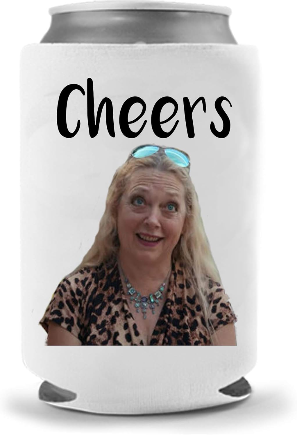 Cool Coast Products | Funny Tiger King Joe Exotic Parody Coolies - Big Cat Carole Baskin Funny Beer Can Coolies | Neoprene Insulated | Beverage Cans Bottles | Cold Beer Tailgating (Carole Cheers)