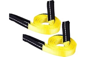 WHSSFINE 2 Pack Lifting Slings Straps 8 Foot by 1 inch 1333 lbs Capacity Heavy Duty Lifting Stitching Web Flat Eye to Eye Loop Ends for Rock Tree Saver Lifting Furniture Appliances Machine