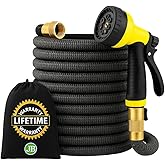J&B XpandaHose 75ft Expandable Garden Hose – Ultra-Strong 3750D, 4-Layer Latex Core, Brass 3/4" Connectors, 10-Pattern Nozzle & Storage Bag – Lightweight, Kink-Reducing, Leak-Resistant