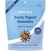 Bocce's Bakery Berry Yogurt Smoothie Flavor Soft & Chewy Dog Treats, 6 oz | Oven Baked, Wheat-Free Everyday Dog Treat Cookies