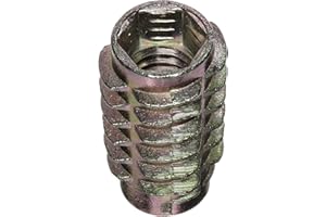 E-Z LOK Knife Threaded Insert for Soft Wood, Zinc Hex-Flush Thread Inserts 5/16-18 Internal Threads, 0.984" Length Pack of 25
