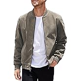 COOFANDY Men's Casual Varsity Jacket Vintage Lightweight Suede Bomber Jackets