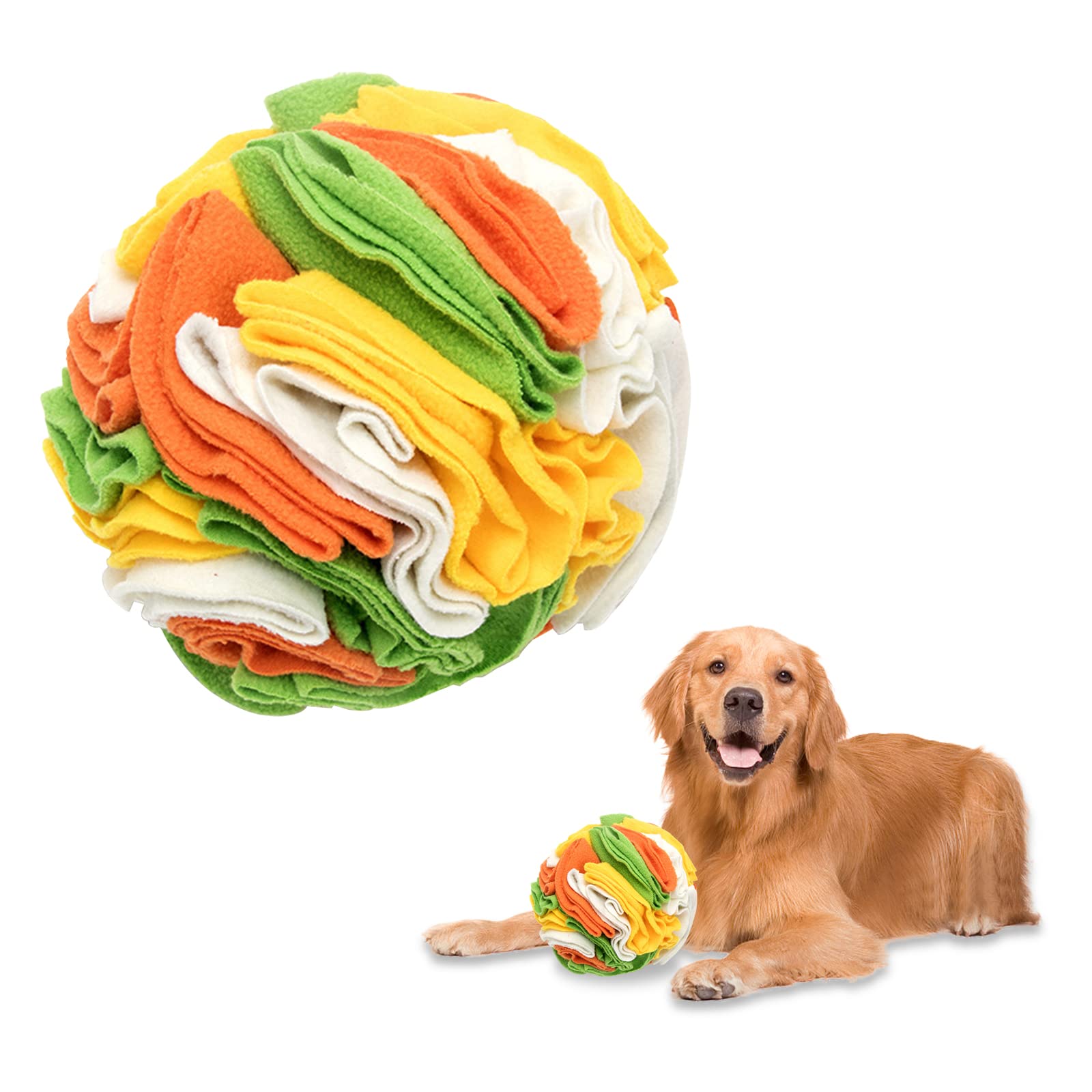 Andiker Dog Snuffle Ball - Interactive Dog Puzzle Toys for Brain Stimulation & Enrichment (Orange + Green)