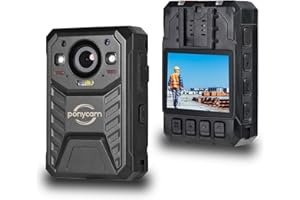 PONYCAM 1440P HD Body Worn Camera,17H Record Time,3600mAH Battery Police Body Camera, 128G Memory Audio Video Recording, Night Vision, Data-encrypt for Law Enforcement Record, Security Guards, Personal Use