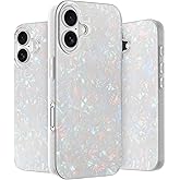 LONLI Hue Case for iPhone 16 - [360° Shock-Absorbent Bumper] - [Cute and Unique Phone Cover for Girls and Women] - White Pearl Tort
