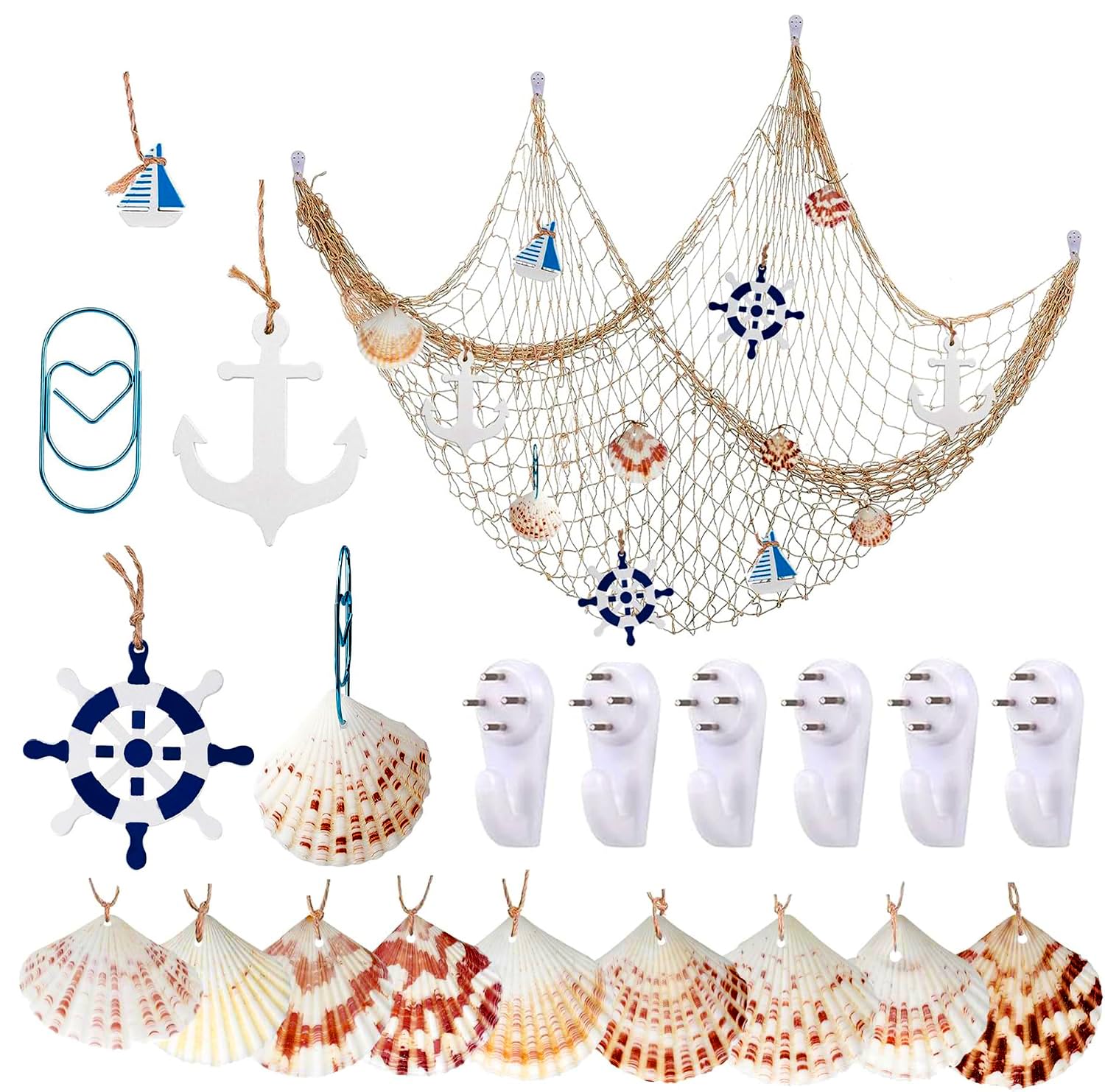 YSDMY Nautical Decorative Fishing Net 1.5M*2M for Home Bedroom and Mediterranean Party with Sea Shells and Ornaments