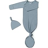 Baby Noah Newborn Knotted Gown for Boy Girls, Newborn Coming Home From Hospital Outfit, Baby Tie Gown Nightgown