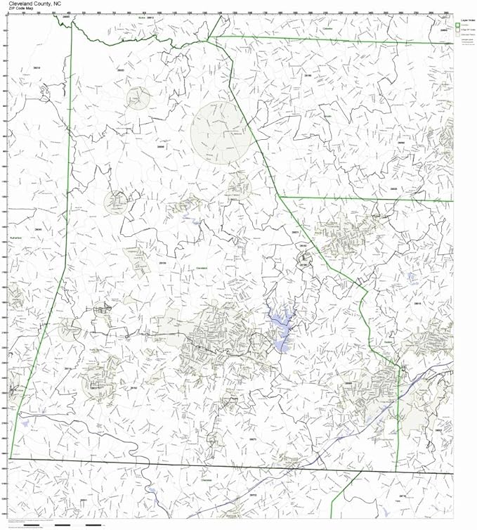 Cleveland County, North Carolina NC ZIP Code Map Not