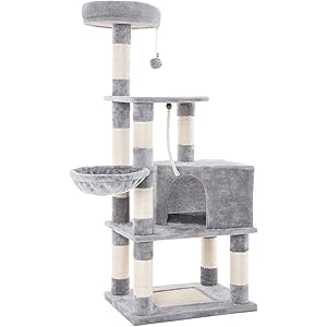 FEANDREA 58″ Cat Tree Condo Tower with Scratching Posts Kitten Furniture Play House
