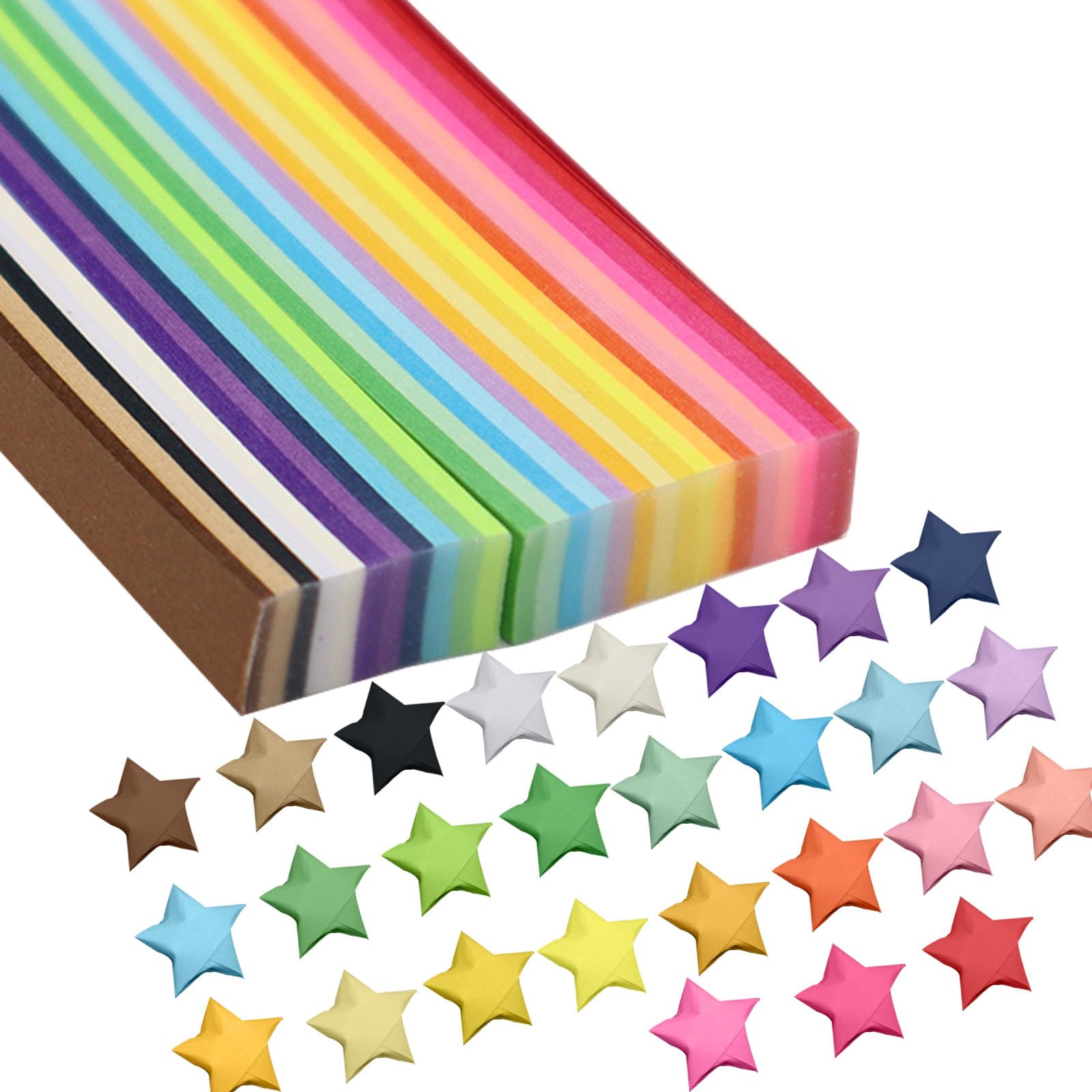 1080 Sheets Folding Paper Star Strips, 27 Solid Colors Double Sided Origami Star Paper Pastel for Stress Relief DIY Crafts