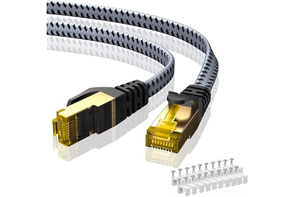 Cat 8 Ethernet Cable 25 FT, ARISKEEN 40Gbps 2000Mhz High Speed Cat8 Network LAN Patch Cord, Nylon Braided High Duty Shielded