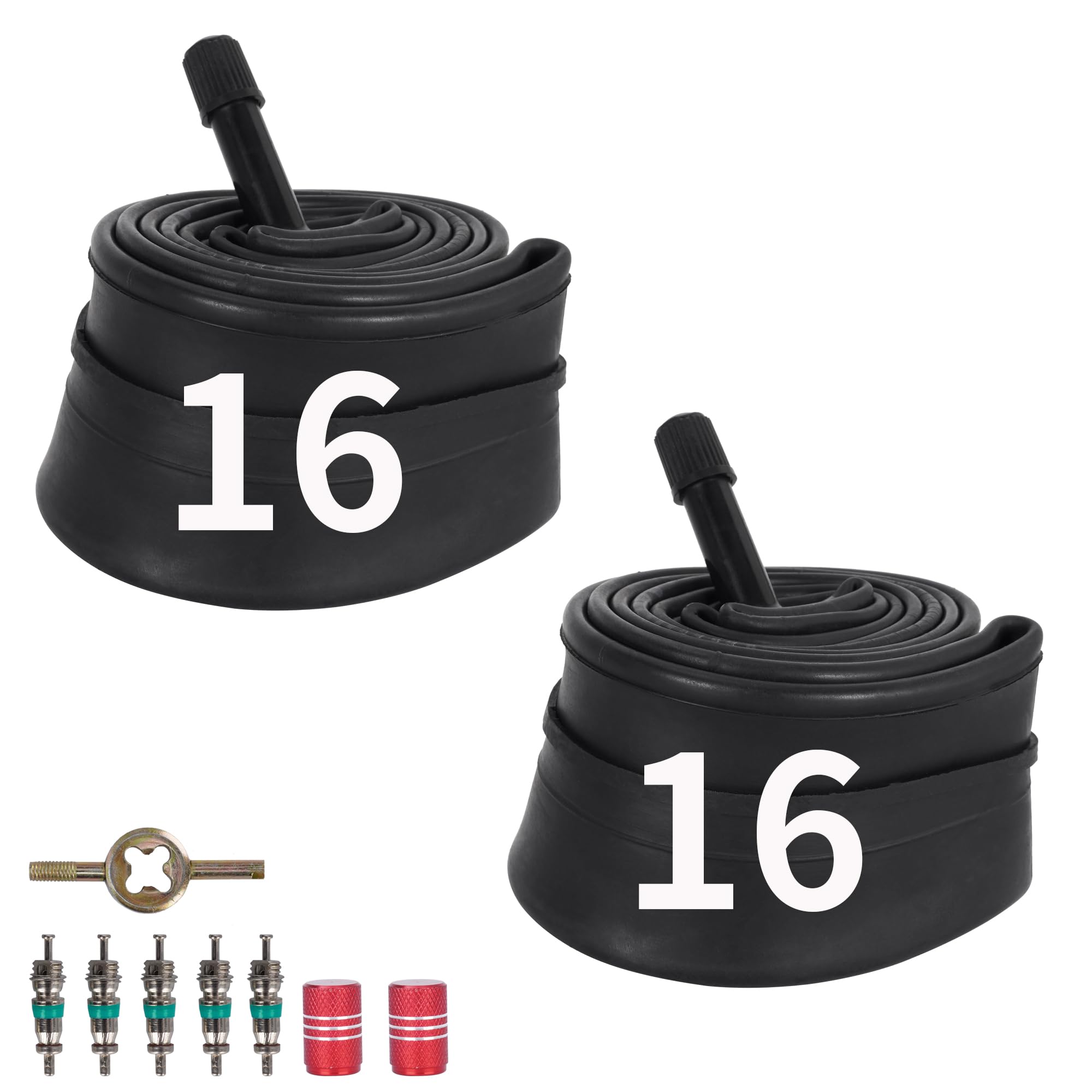 16x1.75/2.125 Bike Inner Tube with 32mm Schrader Valve,Heavy Duty Bike Tubes for BMX MTB Kids Road Mountain Bike,16x1.75/1.95/2.10/2.125 Butyl Rubber Bicycle Tube 2Packs
