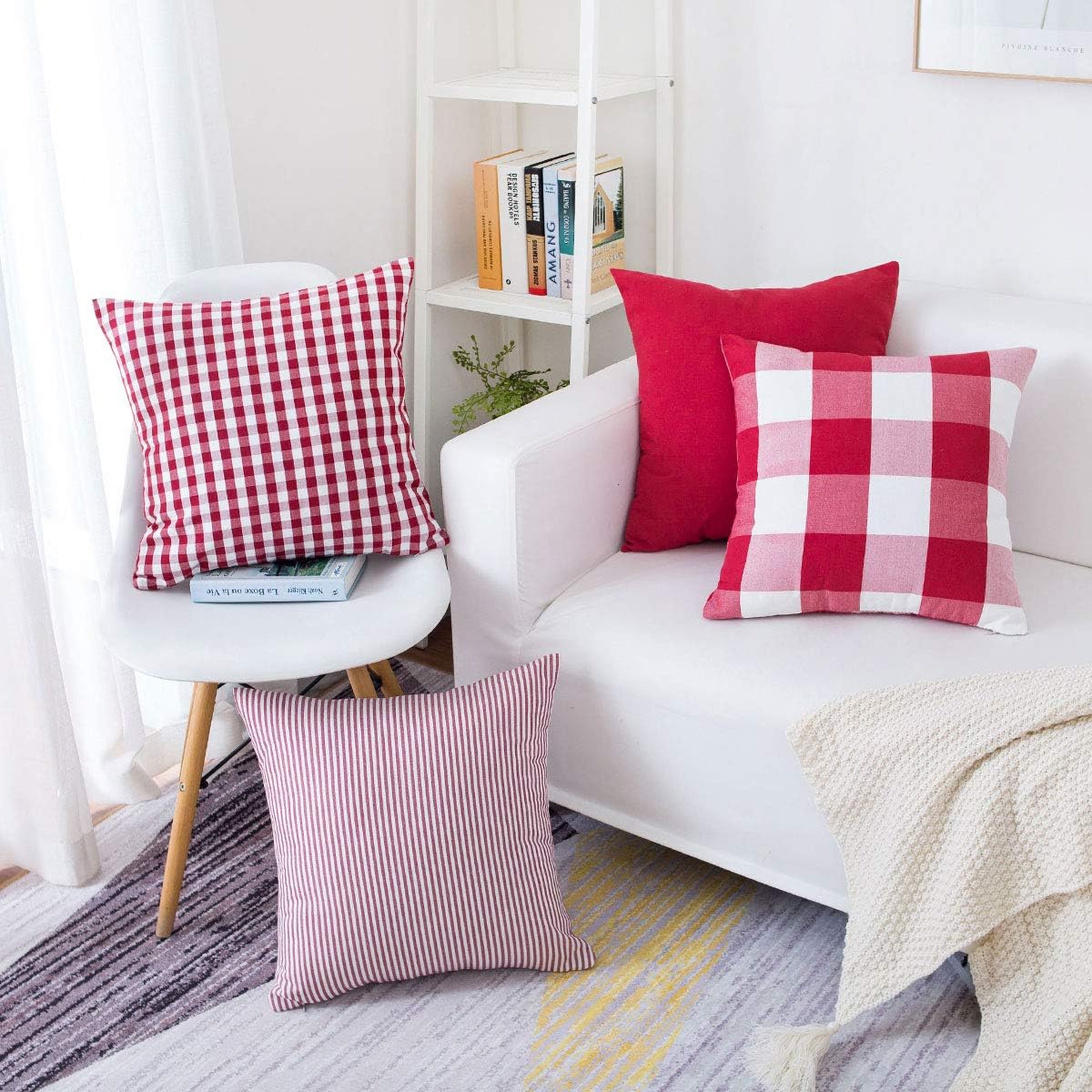 Best red decorative pillows cases sets for living room