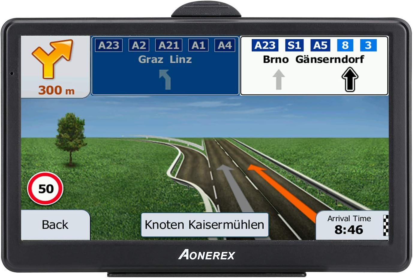SAT NAV for Car Truck 7 inch GPS Speeding Camera Warning Multi-national Voice GPS Navigation System, 8 GB Lifetime Free Map Updates