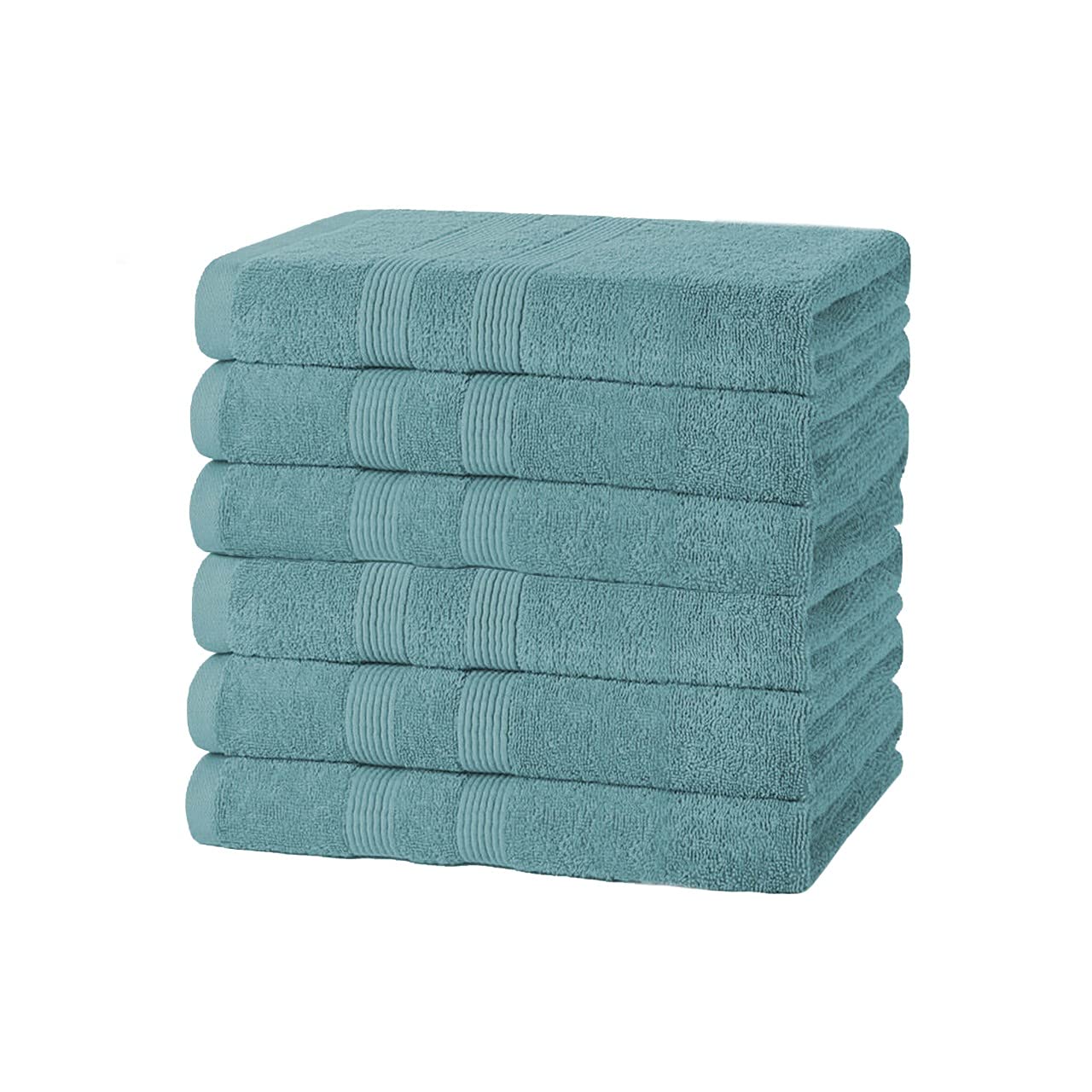 Vozbi Hand Towels 50 x 85 cm (6-Pack) | Highly Absorbent Hand Towels for Bathroom | 100% Cotton Towels | Soft & Thick Hand Towels for Kitchen, Hotel & Spa (Kingfisher)