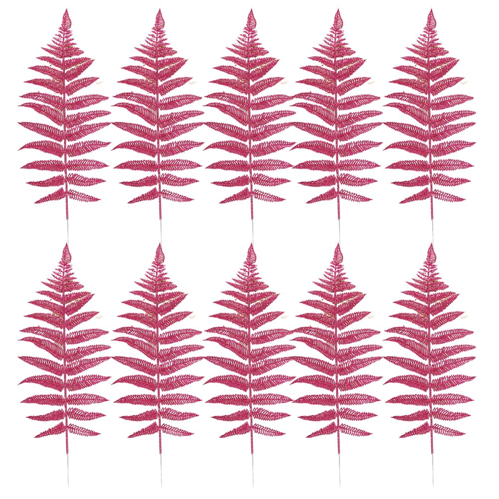 INFILM 10Pcs Artificial Christmas Glitter Hollow Leaves, Flashing Xmas Tree Branches Wreath Hanging Pendant Ornament DIY Scrapbook for Wedding Holiday Floral New Year Decoration