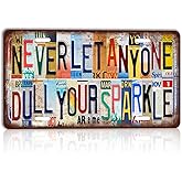 CHCdecor Vintage Never Let Anyone Dull Your Sparkle Wall Decor License Plate Metal Sign Tin Signs,12x6 Inch Aluminum