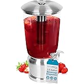 BirdRock Home 1.5 Gallon Stainless Steel Beverage Dispenser with Ice Container, Stand & Spigot - Round - BPA Free Clear Tritan Plastic