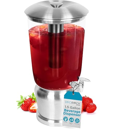 Dispensador De Bebidas Con Cilindro De Hielo - Acrílico Transparente, Grifo, 21.5x10.2x10.2 Cm, Para Fiestas