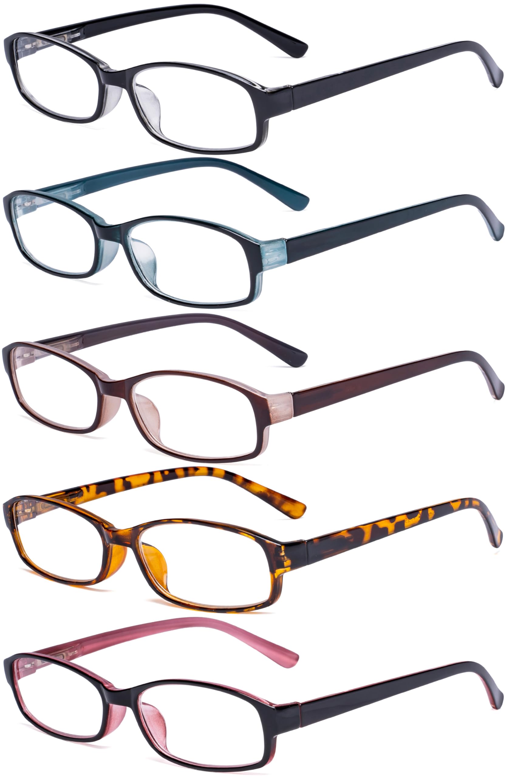 Eyekepper 5 Pack Small Reading Glasses for Women Reading Fashion Readers +1.00