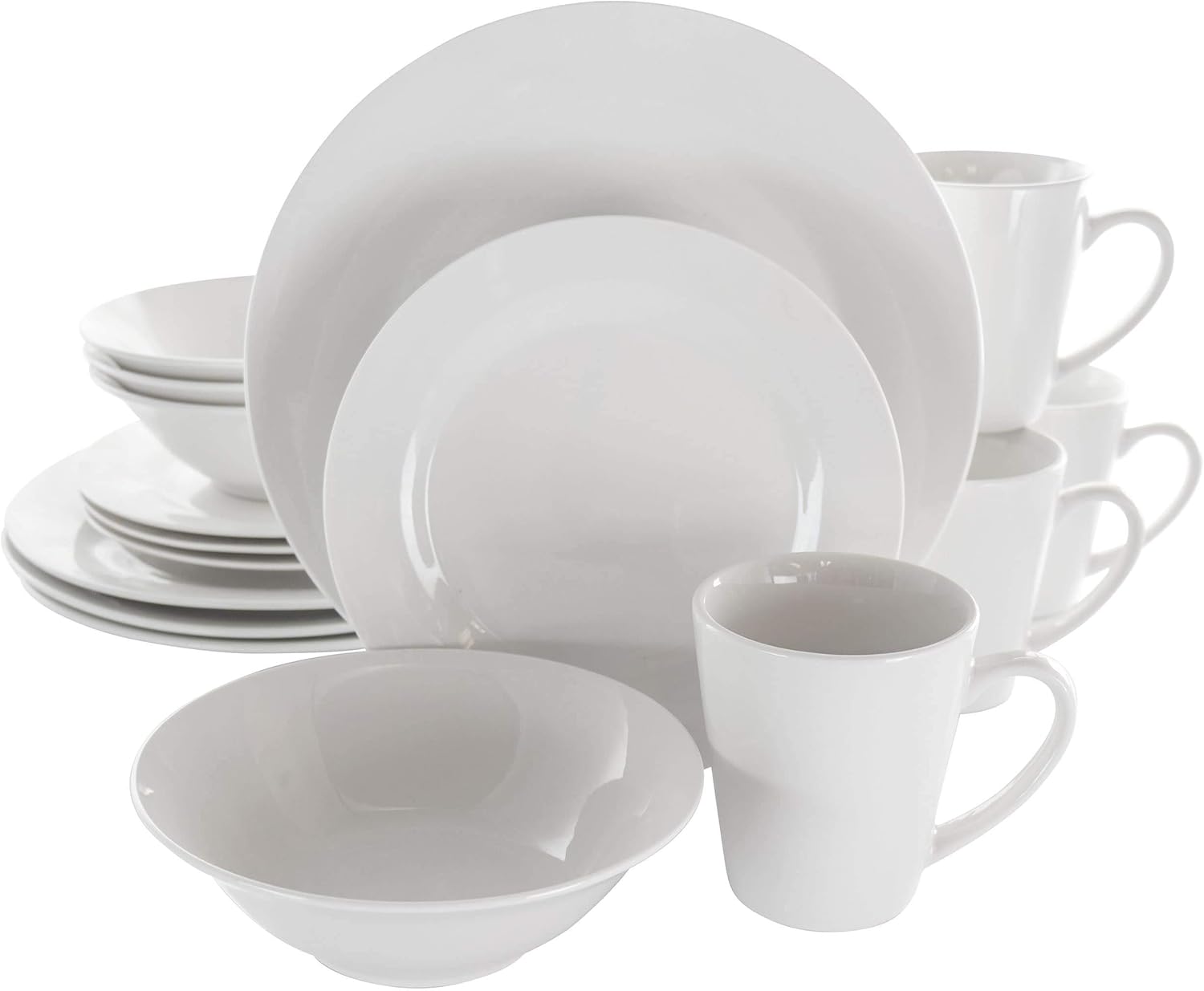 MISC 16 Piece Porcelain Dinnerware Set in White Solid