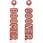 Game Day Earrings for Women Rhinestone Beaded Football Drop Dangle Earrings Football Team Earrings Game Day Team Spirit Accessories Gifts