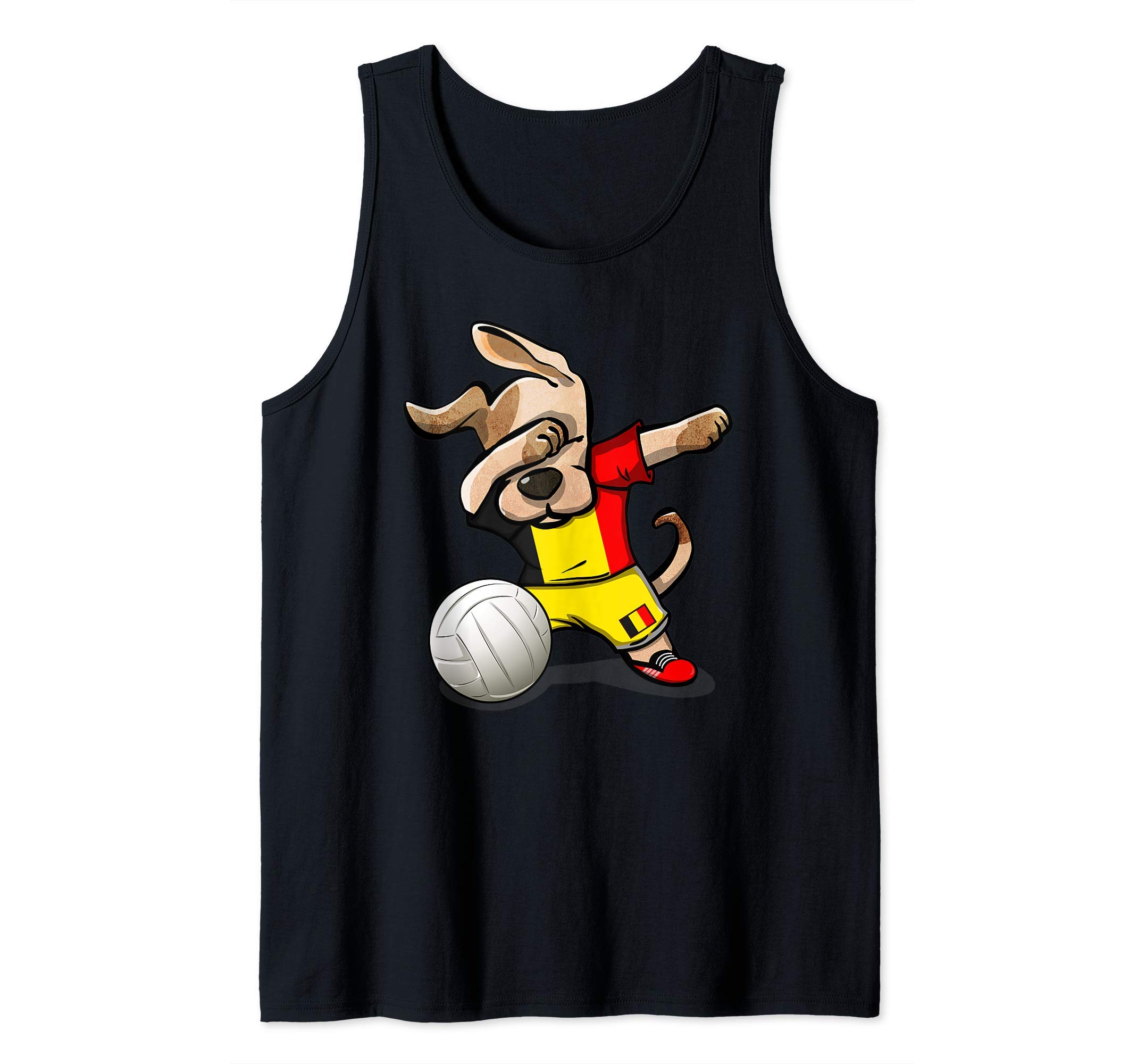Dabbing Dog Proud Belgium Volleyball Lovers Belgian Flag Tank Top