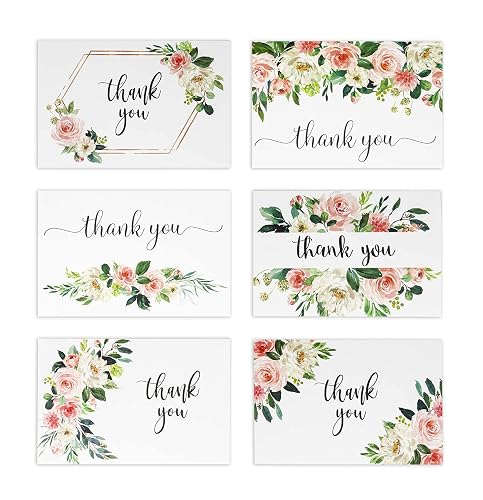 48 Thank You Cards with Envelopes and Matching Seal Stickers, Bulk ...