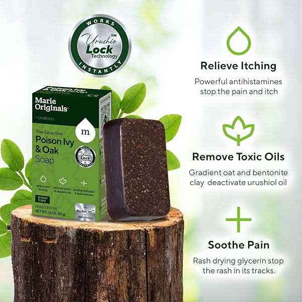 MARIE’S ORIGINAL POISON IVY SOAP BAR | ALL NATURAL POISON IVY TREATMENT | ANTI-ITCH SKIN CLEANSER BAR WASH FOR POISON IVY, POISON OAK & SUMAC | REMOVES OILS, SOOTHES & RELIEVES RASHES | 2.9 OUNCES