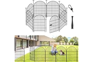 ADAVIN Garden Fence Animal Barrier with Gate 36 in(H)×17.5 Ft(L) 8 Panels,Rustproof Metal Wire Tall Fencing Border for Dogs Rabbits,Outdoor no dig pet Fences, Arched Black Flower Edging for Yard