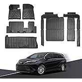 Antsvnn Floor Mats & Cargo Liner for Toyota Sienna 2026 2025 2024 2023 2022 2021(Only for 8 Seat),All-Weather Custom Interior Car Mats fit for Toyota 2021-2024 2025 2026 Sienna Accessories,Black