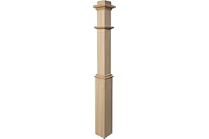 ASCENSION STAIR PARTS 960 - Wood Box Newel - 48" Plain Style Stair Newel Post with Pedestal, Square Newel Post for Staircase, Elegant Sleeve Design, Durable & Customizable for Wood Stairs (White Oak)
