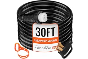 VEVOR 30 FT 50 Amp Generator Extension Cord NEMA 14-50P & SS2-50R & CS6364, STW 45446 + 45505 125V 250V Generator Power Cord Twist Lock Connectors