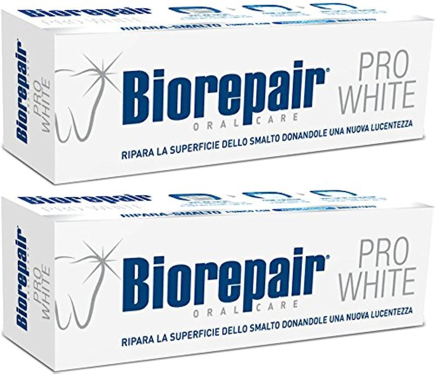 Biorepair Pro White Whitening Toothpaste with microRepair 2.5 fl.oz 75ml,Pack of 2