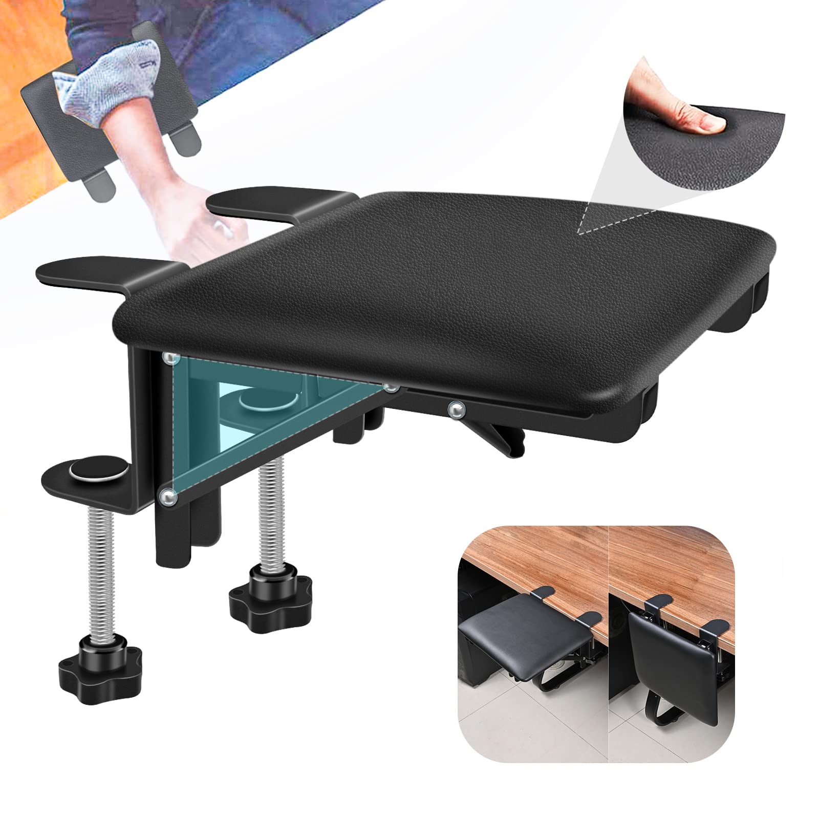 Giecy Arm Rest for Desk Extender,Ergonomic Foldable Computer Arm Rest Support Elbow Rest Pad Table Extension for Home and Office