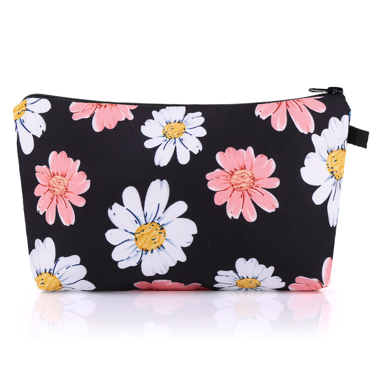 WLLHYF Cosmetic Bag, Cute Makeup Travel Bag with Zipper, Sunflower Waterproof, Portable (Daisy)