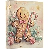 3 Ring Binder Cookies Christmas 1.5 inch Binders Three Ring Binders with Clipboard Fit 8.5'' x 11'' Paper 3 Interior PVC Clear Pockets for Office Supplies