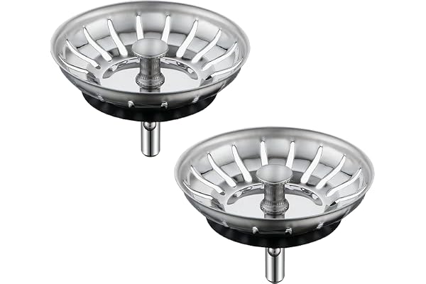 [2 Pack] IUYPKQ Kitchen Sink Strainer - Sink Drain Stopper - Kitchen Sink Plug with Anti-Clogging Basket - Bouchon Evier Cuis