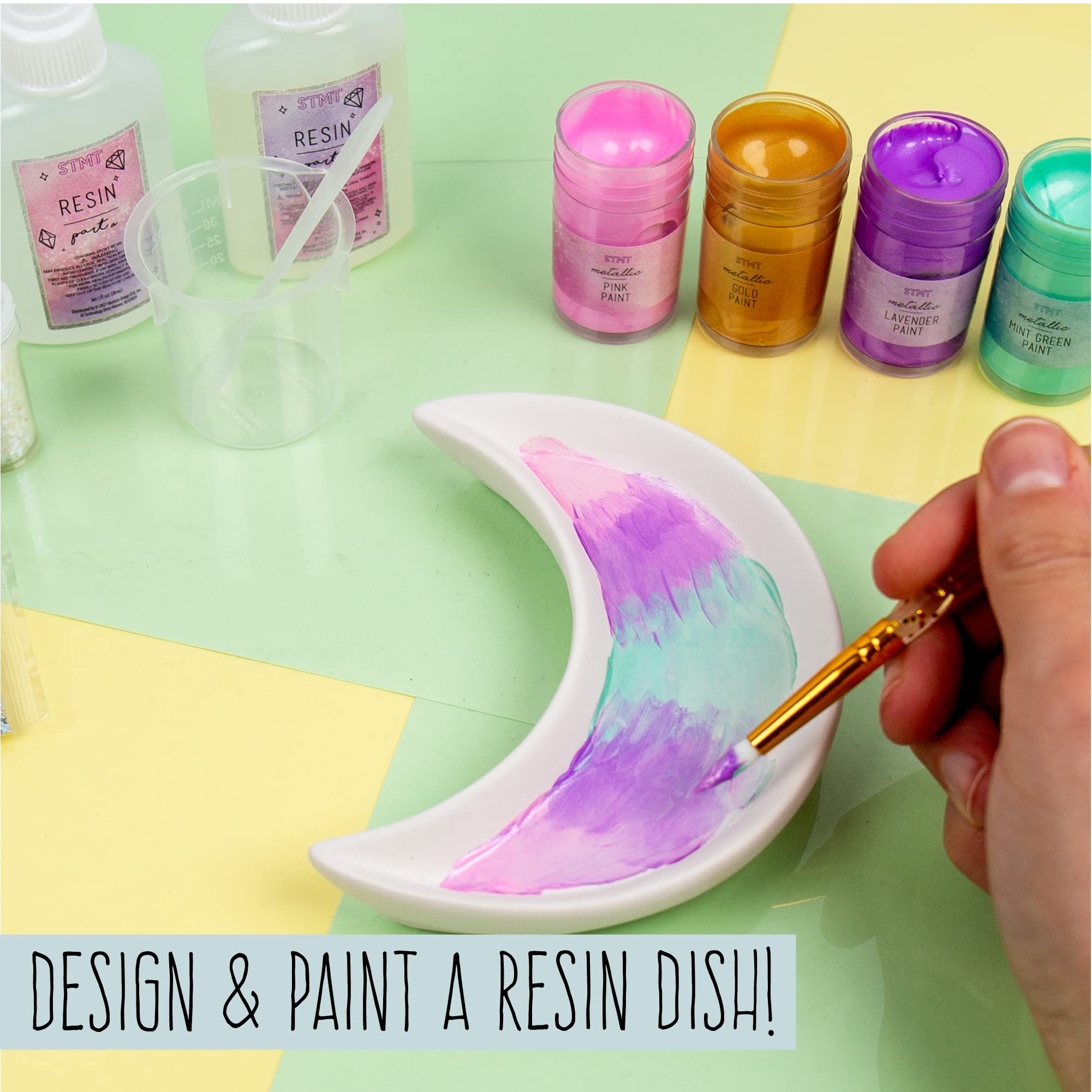 STMT D.I.Y. Resin Jewelry Dish Kit, Epoxy Resin Jewelry Dish Kit, Creative Resin Craft Kit for Beginners, Create Your Own Trinket Tray Dish, Great Weekend Activity for Kids Adults