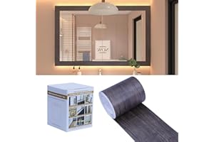 FEILAYS 10M Wood Grain Removable PVC Waterproof Border Wallpaper Decor Self Adhesive Peel and Stick Door Frame Mirror Bathroom Tiles Sticker Grain Trim Carbonized Oak 3.93 inch x 393 inch