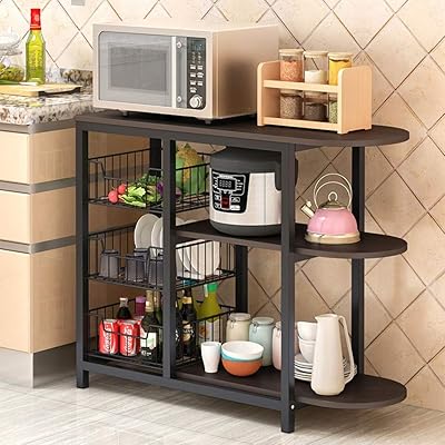 KANGMOON 3-Tier Kitchen Baker's Rack with Microwave Stand & Spice