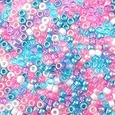 Unicorn Pastel Mix Pony Beads, Made in The USA, 6 x 9mm, Plastic Craft Beads for Banners, Concert Festival Bracelets, Necklaces, Key Chains & Jewelry, Hair braiding, Arts & Crafts, Bulk 500 Beads