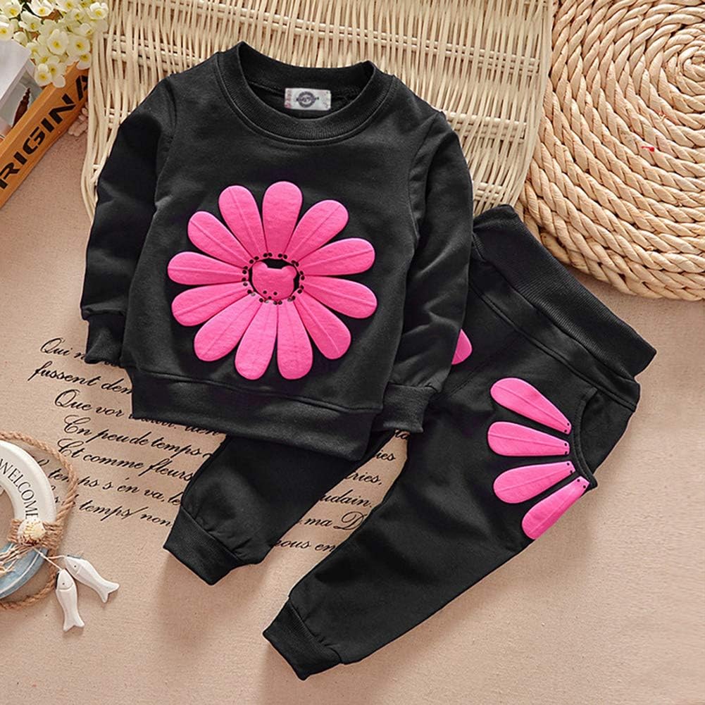 Toddler Baby Girls Sunflower Clothes Set Long Sleeve Top And Pants 2pcs Outfits Fall Clothes